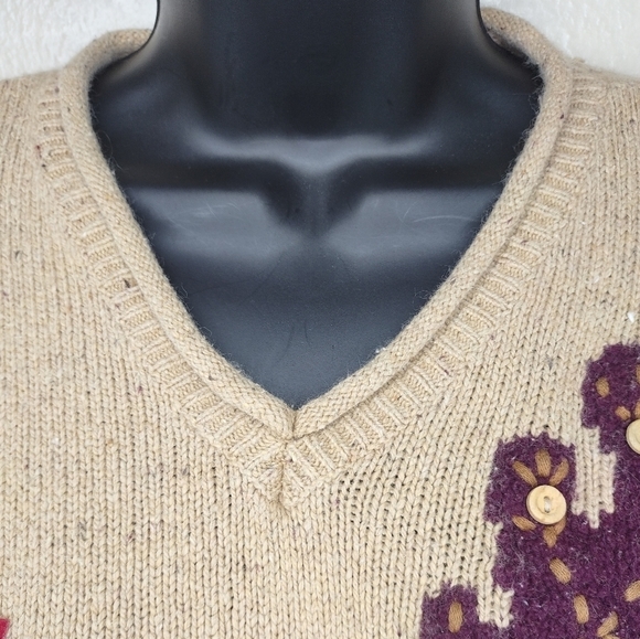 Crazy Horse Liz Claiborne Womens Medium Sweater V-neck Pullover Fall Autumn Silk - Picture 2 of 12